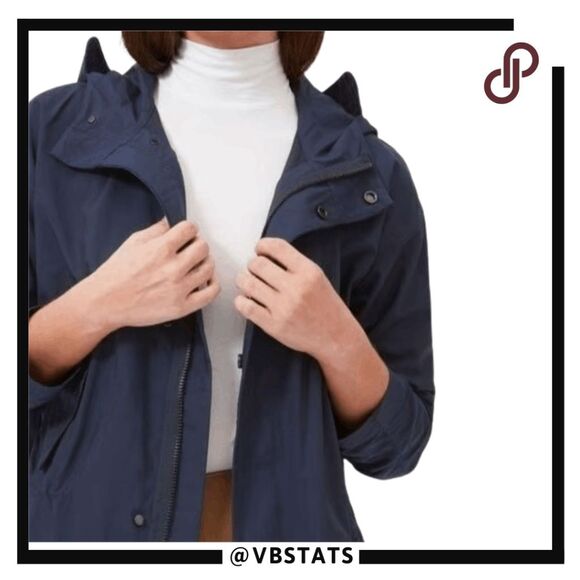 Everlane Women's The City Hooded Snap Zip Anorak Rain Jacket Navy Blue Size XXS - Picture 2 of 11